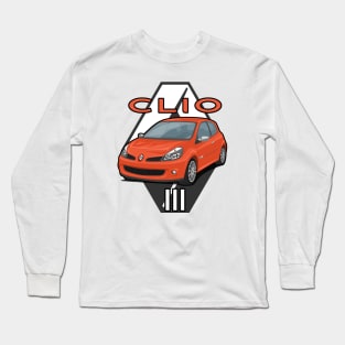 Clio III Car 3 Lutecia hatchback 2005 orange Long Sleeve T-Shirt